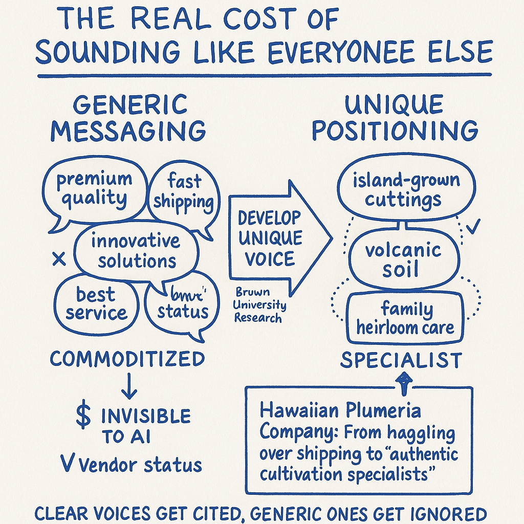 Graphic showing why AI does not surface generic content. 
