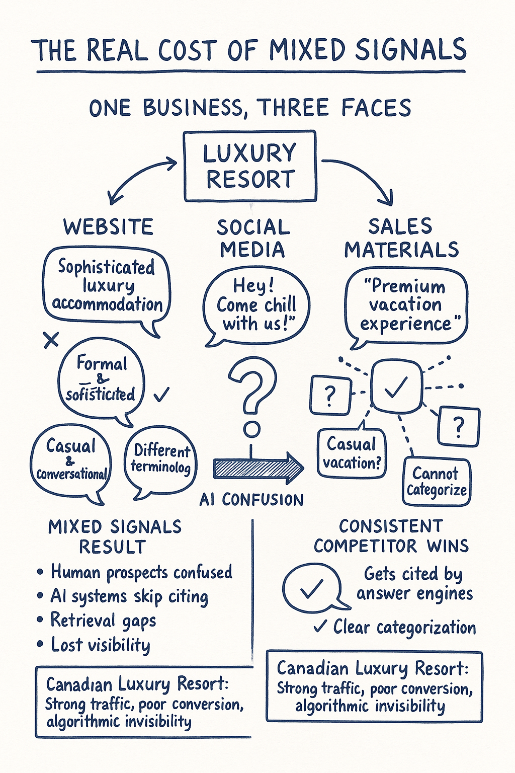 Diagram of how mixed content can effect a brand