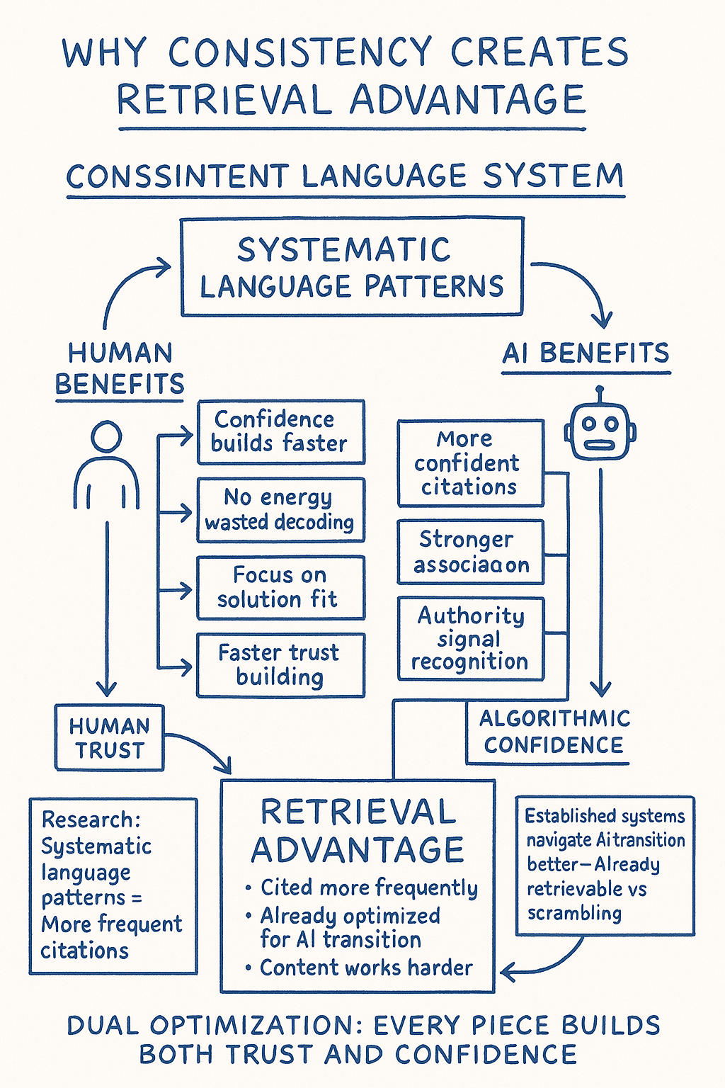 An illustration showing why consistency is best for AI and humans.