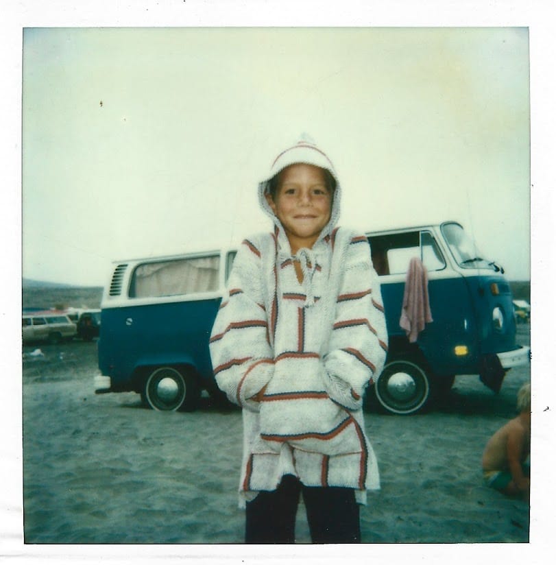 The author in Baja California, Mexico in front of a vw bus representing his first interface to the world